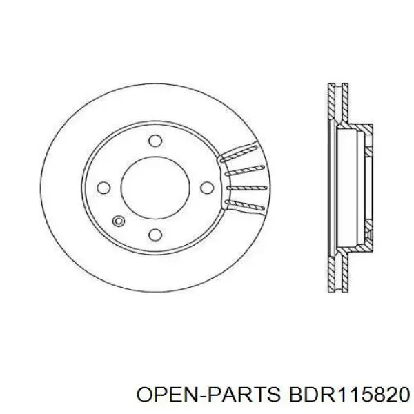 Передние тормозные диски BDR115820 Open Parts