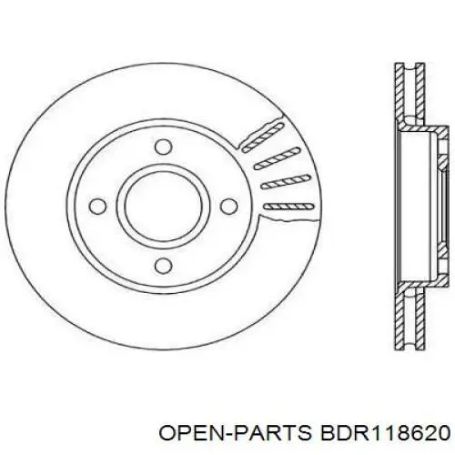 Передние тормозные диски BDR118620 Open Parts