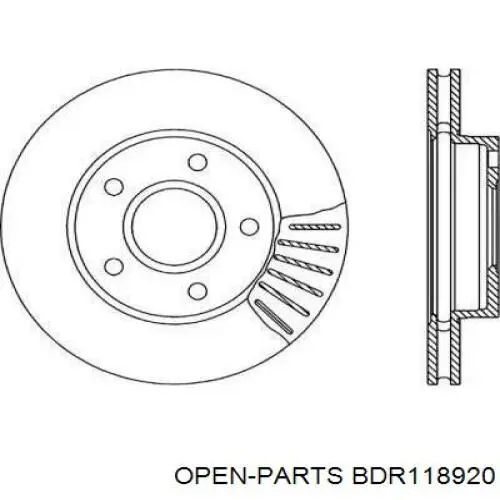 Передние тормозные диски BDR118920 Open Parts