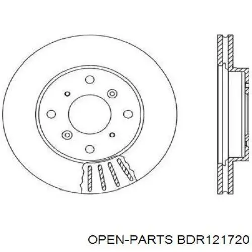 Передние тормозные диски BDR121720 Open Parts