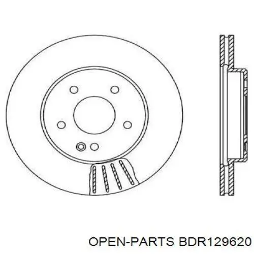 Передние тормозные диски BDR129620 Open Parts