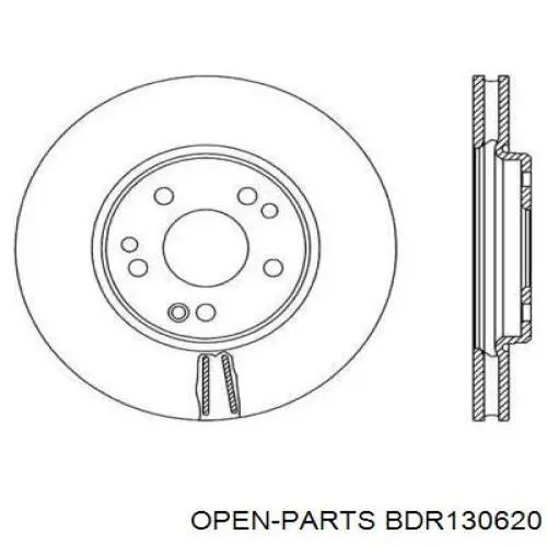 Передние тормозные диски BDR130620 Open Parts