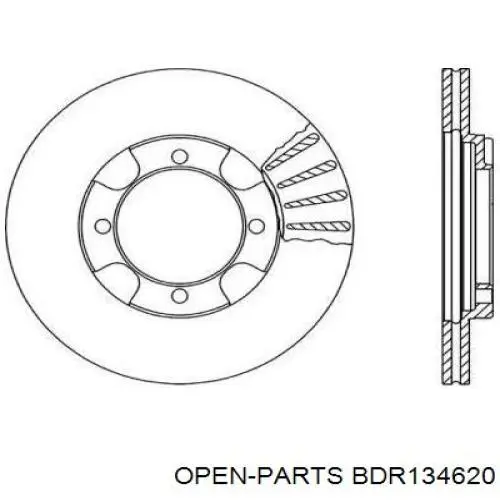 Передние тормозные диски BDR134620 Open Parts