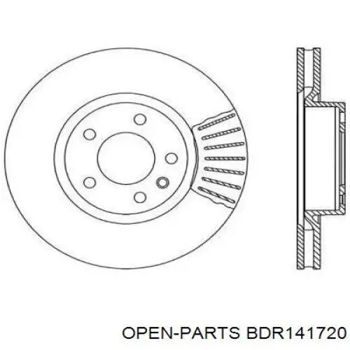 Передние тормозные диски BDR141720 Open Parts