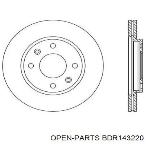 Передние тормозные диски BDR143220 Open Parts