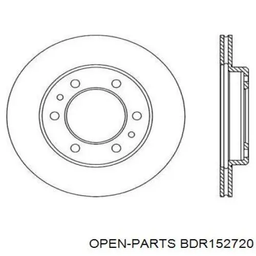 Передние тормозные диски BDR152720 Open Parts