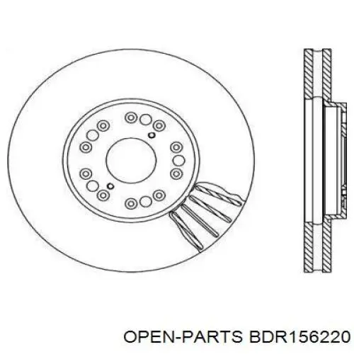 Передние тормозные диски BDR156220 Open Parts