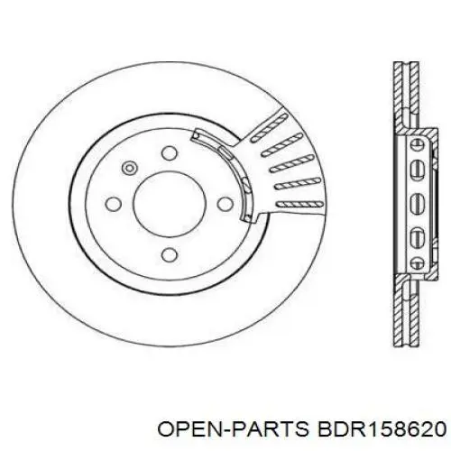 Передние тормозные диски BDR158620 Open Parts