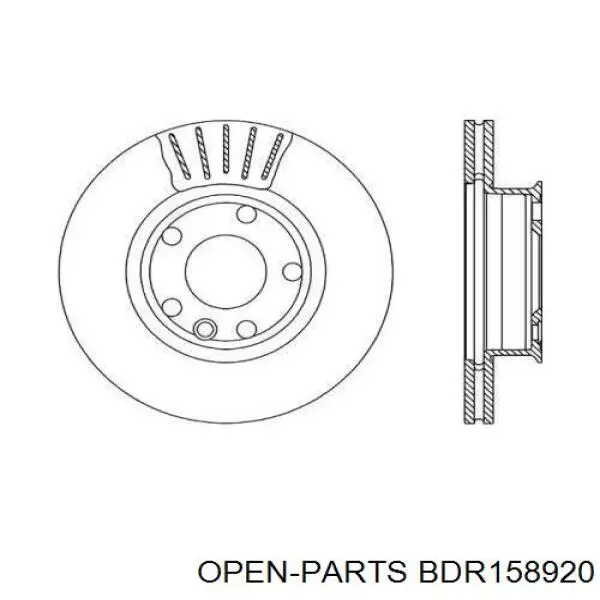 Передние тормозные диски BDR158920 Open Parts