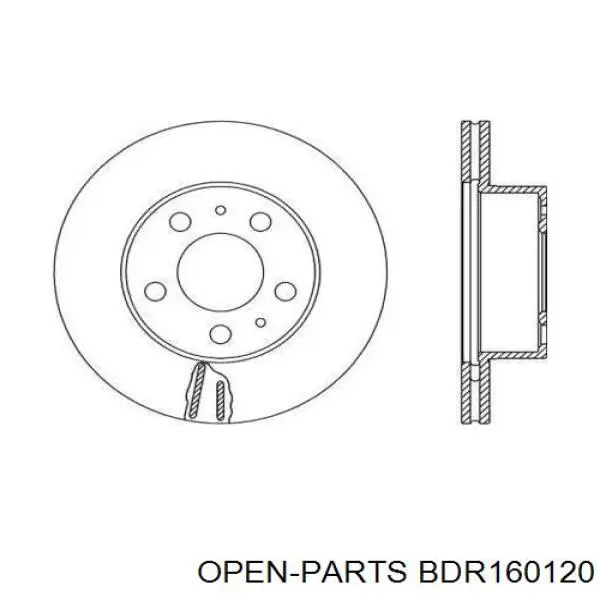 Передние тормозные диски BDR160120 Open Parts