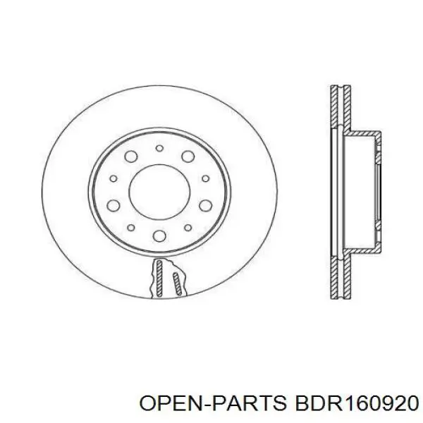 Передние тормозные диски BDR160920 Open Parts