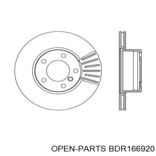 Передние тормозные диски BDR166920 Open Parts