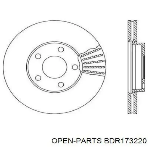 Передние тормозные диски BDR173220 Open Parts