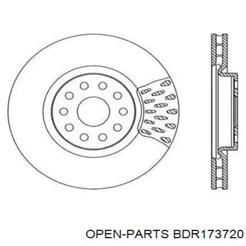 Передние тормозные диски BDR173720 Open Parts