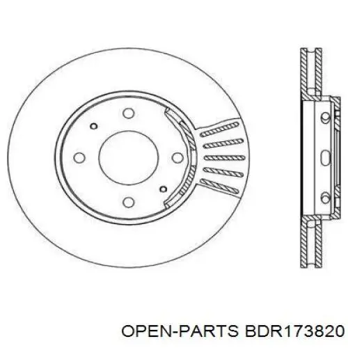 Передние тормозные диски BDR173820 Open Parts