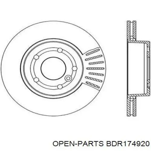 Передние тормозные диски BDR174920 Open Parts