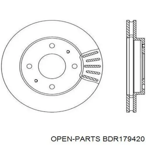 Передние тормозные диски BDR179420 Open Parts