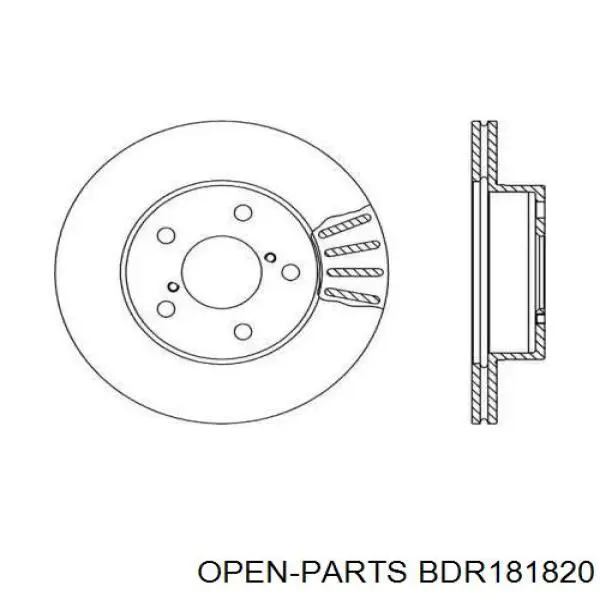 Передние тормозные диски BDR181820 Open Parts