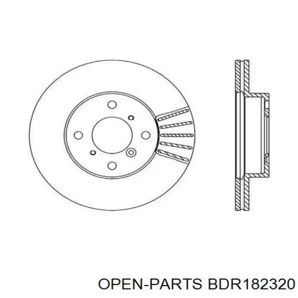 Передние тормозные диски BDR182320 Open Parts