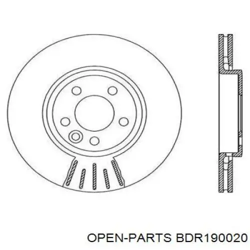 Передние тормозные диски BDR190020 Open Parts