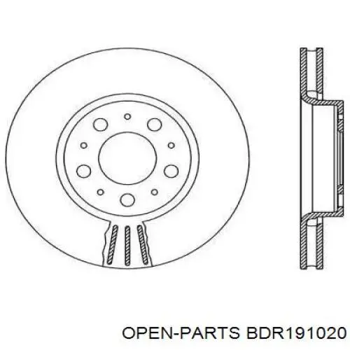 Передние тормозные диски BDR191020 Open Parts