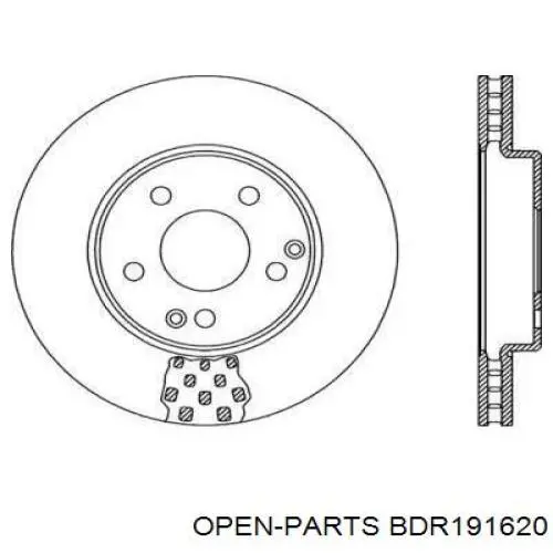 Передние тормозные диски BDR191620 Open Parts