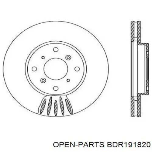 Передние тормозные диски BDR191820 Open Parts