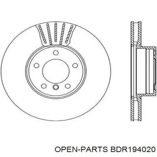 Передние тормозные диски BDR194020 Open Parts