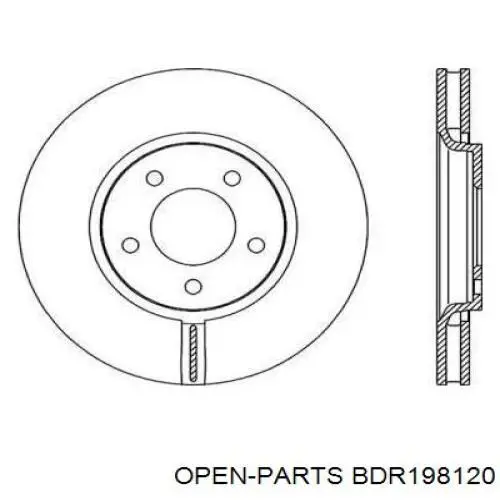 Передние тормозные диски BDR198120 Open Parts