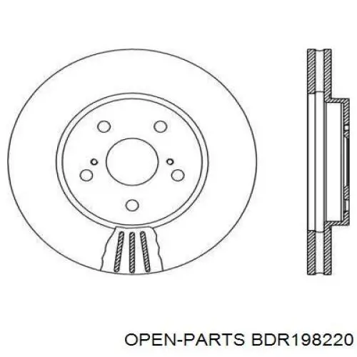 Передние тормозные диски BDR198220 Open Parts