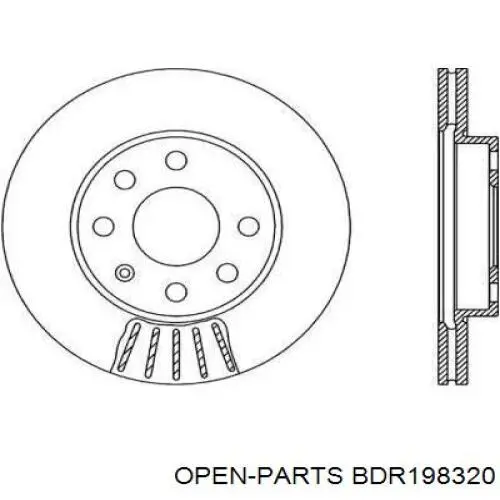 Передние тормозные диски BDR198320 Open Parts