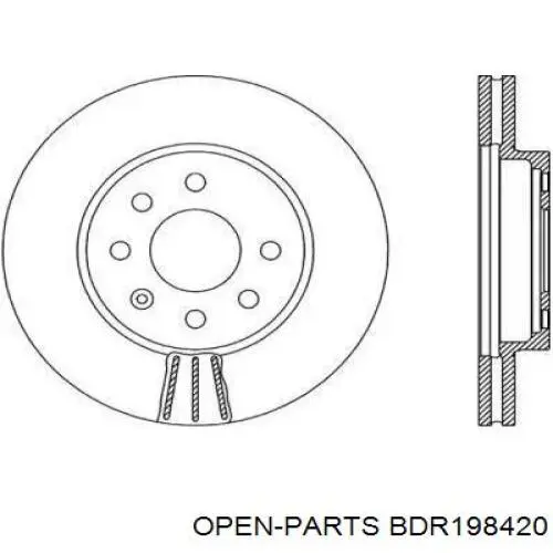 Передние тормозные диски BDR198420 Open Parts