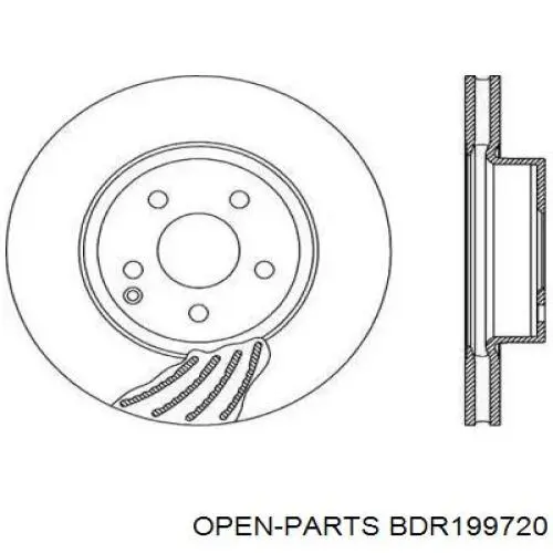 Передние тормозные диски BDR199720 Open Parts