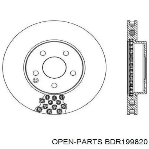 Передние тормозные диски BDR199820 Open Parts