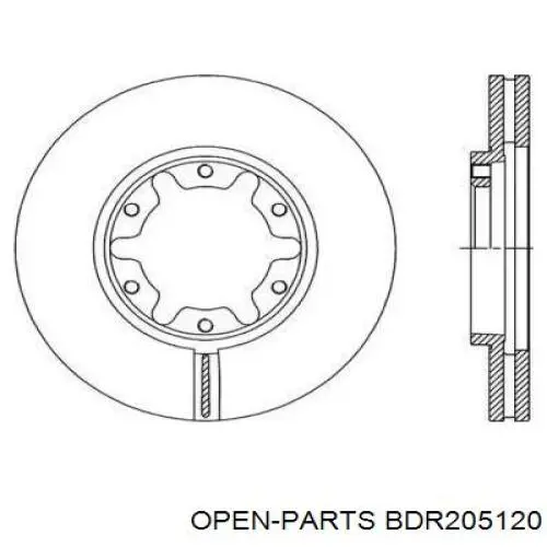 Передние тормозные диски BDR205120 Open Parts