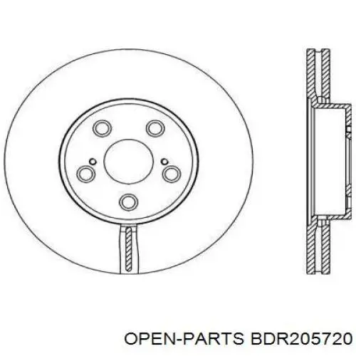 Передние тормозные диски BDR205720 Open Parts