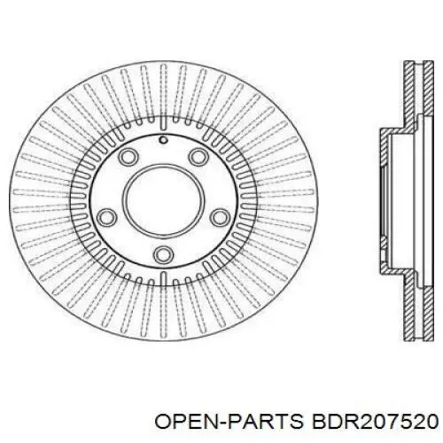 Передние тормозные диски BDR207520 Open Parts