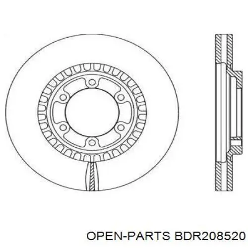 Передние тормозные диски BDR208520 Open Parts