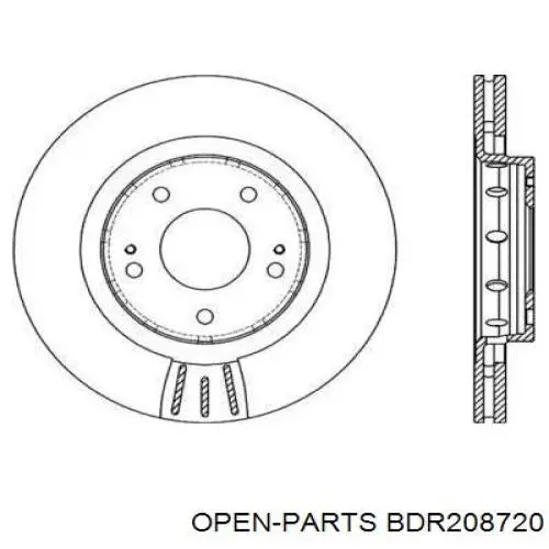 Передние тормозные диски BDR208720 Open Parts