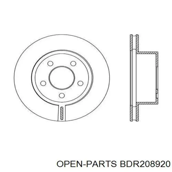 Передние тормозные диски BDR208920 Open Parts