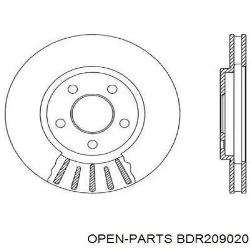 Передние тормозные диски BDR209020 Open Parts