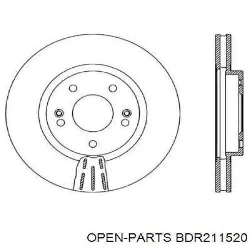 Передние тормозные диски BDR211520 Open Parts