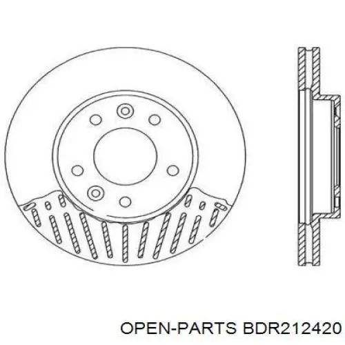 Передние тормозные диски BDR212420 Open Parts