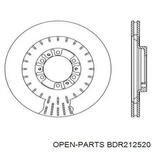 Передние тормозные диски BDR212520 Open Parts