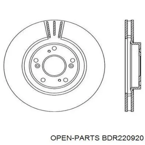 Передние тормозные диски BDR220920 Open Parts