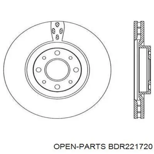 Передние тормозные диски BDR221720 Open Parts