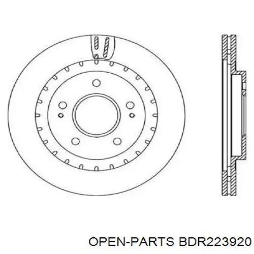 Передние тормозные диски BDR223920 Open Parts