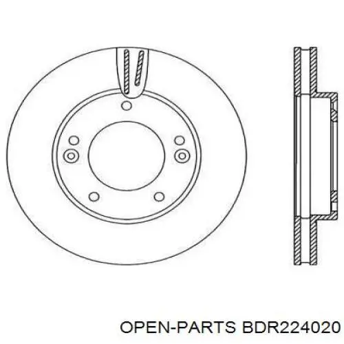 Передние тормозные диски BDR224020 Open Parts