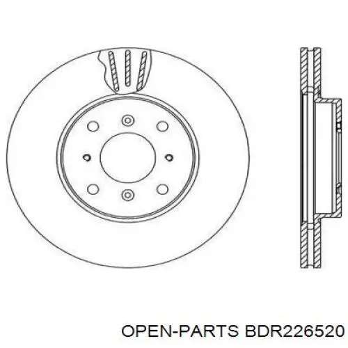 Передние тормозные диски BDR226520 Open Parts