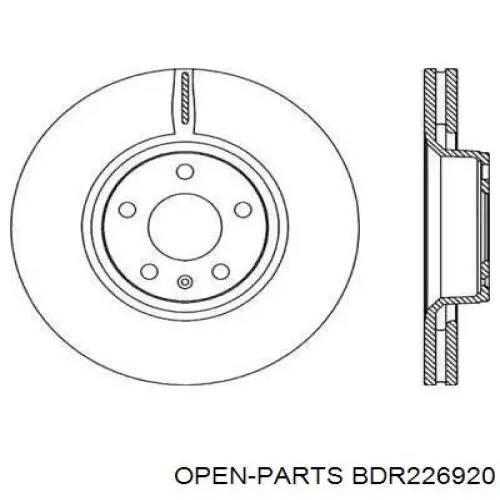 Передние тормозные диски BDR226920 Open Parts